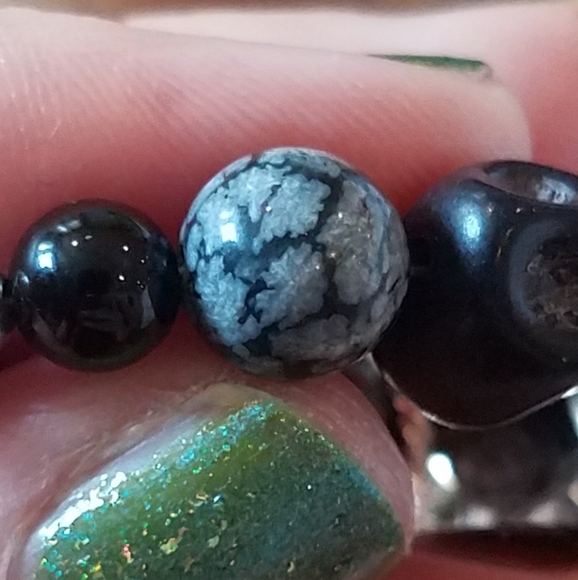 D20 Tourmaline Snowflake Obsidian Necklace - Picture 10 of 16